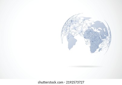 Conexión de red global. Concepto de punto de mapa mundial y composición de línea de los negocios globales. Ilustración vectorial