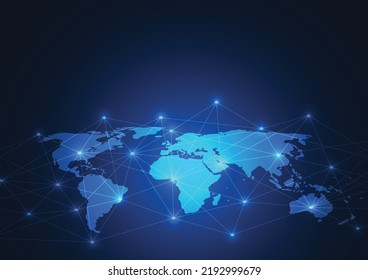 Global network connection. World map point and line composition concept of global business. Vector Illustration