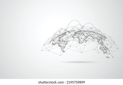 Global network connection. World map point and line composition concept of global business. Vector Illustration