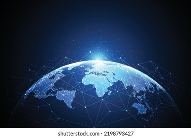 Global network connection. World map point and line composition concept of global business. Vector Illustration