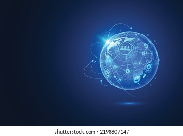 Global network connection. World map point and line composition concept of global business. Vector Illustration