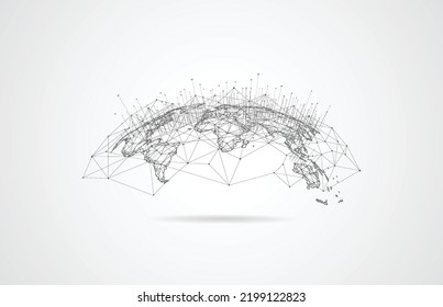 Global network connection. World map point and line composition concept of global business. Vector Illustration