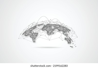 Global network connection. World map point and line composition concept of global business. Vector Illustration