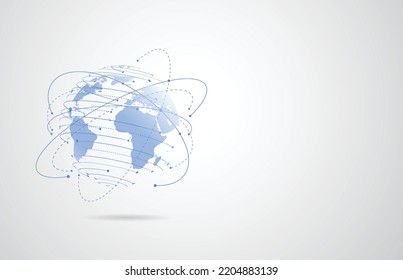 Conexión de red global. Concepto de punto de mapa mundial y composición de línea de los negocios globales. Ilustración vectorial