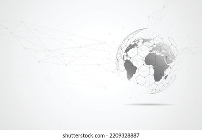 Conexión de red global. Concepto de punto de mapa mundial y composición de línea de los negocios globales. Ilustración vectorial