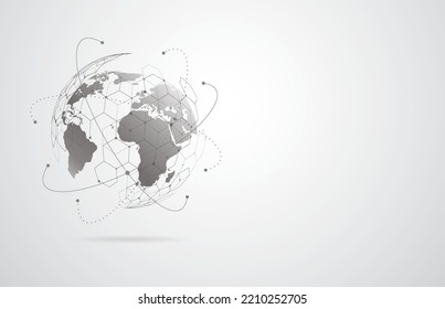 Conexión de red global. Concepto de punto de mapa mundial y composición de línea de los negocios globales. Ilustración vectorial