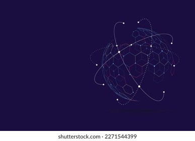 Globale Netzwerkverbindung. Weltkarte Punkt-und Linie-Kompositionskonzept für globales Geschäft. Vektorgrafik