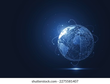 Global network connection. World map point and line composition concept of global business. Vector Illustration