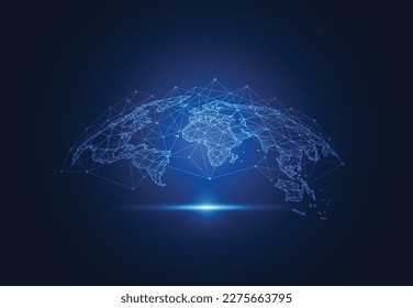 Global network connection. World map point and line composition concept of global business. Vector Illustration