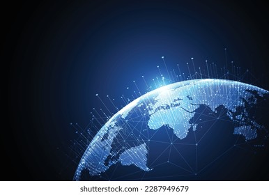 Globale Netzwerkverbindung. Weltkarte Punkt-und Linie-Kompositionskonzept für globales Geschäft. Vektorgrafik