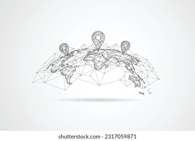 Global network connection. World map point and line composition concept of global business. Vector Illustration