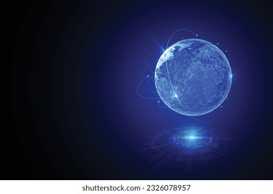 Conexión de red global. Concepto de punto de mapa mundial y composición de línea de los negocios globales. Ilustración vectorial