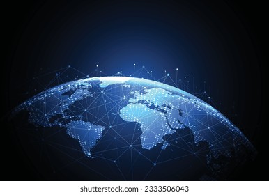 Globale Netzwerkverbindung. Weltkarte Punkt-und Linie-Kompositionskonzept für globales Geschäft. Vektorgrafik