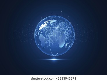 Global network connection. World map point and line composition concept of global business. Vector Illustration