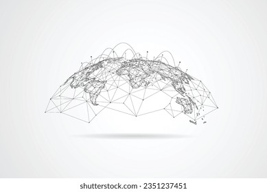 Global network connection. World map point and line composition concept of global business. Vector Illustration