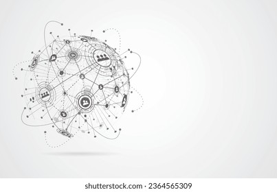 Globale Netzwerkverbindung. Weltkarte Punkt-und Linie-Kompositionskonzept für globales Geschäft. Vektorgrafik