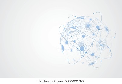 Global network connection. World map point and line composition concept of global business. Vector Illustration