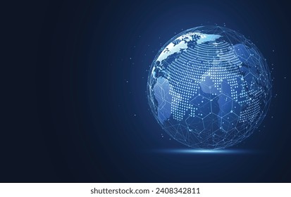 Global network connection. World map point and line composition concept of global business. Vector Illustration