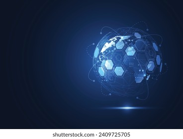 Global network connection. World map point and line composition concept of global business. Vector Illustration