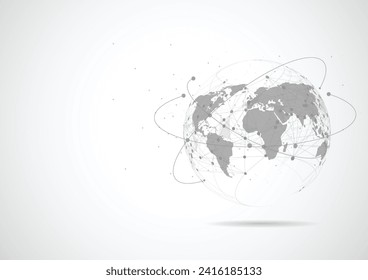 Conexión de red global. Concepto de punto de mapa mundial y composición de línea de los negocios globales. Ilustración vectorial