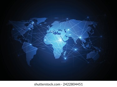 Global network connection. World map point and line composition concept of global business. Vector Illustration