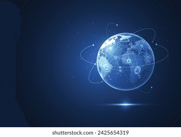 Global network connection. World map point and line composition concept of global business. Vector Illustration