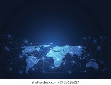 Global network connection. World map point and line composition concept of global business. Vector Illustration