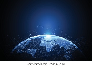 Global network connection. World map point and line composition concept of global business. Vector Illustration