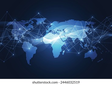 Global network connection. World map point and line composition concept of global business. Vector Illustration