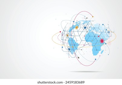 Global network connection. World map point and line composition concept of global business. Vector Illustration