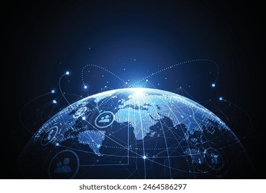 Global network connection. World map point and line composition concept of global business. Vector Illustration