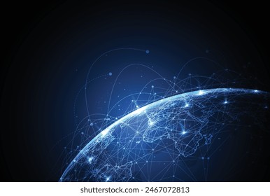 Global network connection. World map point and line composition concept of global business. Vector Illustration