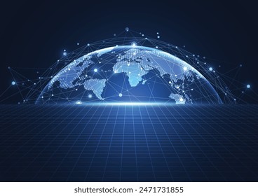 Global network connection. World map point and line composition concept of global business. Vector Illustration