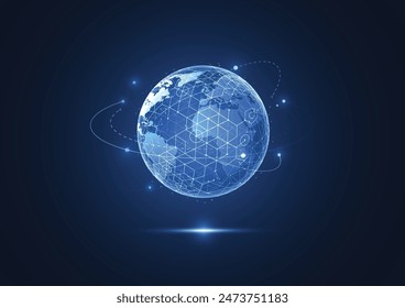 Global network connection. World map point and line composition concept of global business. Vector Illustration