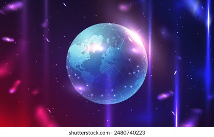 Global network connection and World map point. Planet Earth. Global business. Abstract digital world map hologram with connection lines. Digital technology concept. Futuristic technology Vector EPS10.