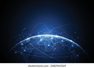 Global network connection. World map point and line composition concept of global business. Vector Illustration