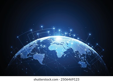 Global network connection. World map point and line composition concept of global business. Vector Illustration