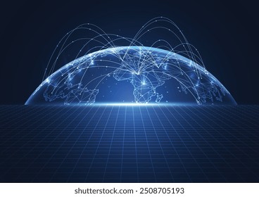 Globale Netzwerkverbindung. Weltkarte Punkt und Linie Komposition Konzept des globalen Geschäfts. Vektorgrafik