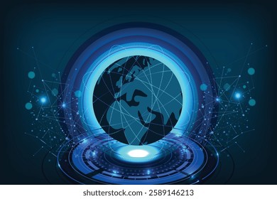 Global network connection. World map point and line composition concept of global business