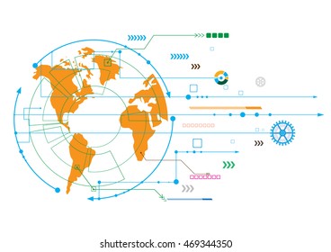 Global network connection World map earth Abstract  illustration vector