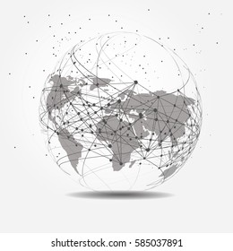 Global network connection. World map point and line composition concept of global business. Vector Illustration