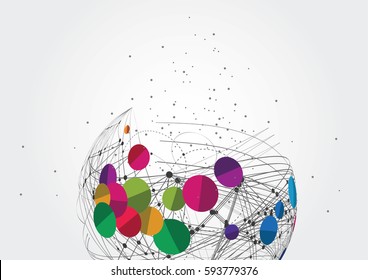 Global network connection. World map point line composition representing the global. Vector Illustration