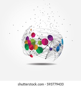Global network connection. World map point line composition representing the global. Vector Illustration