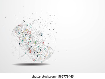 Global network connection. World map point line composition representing the global. Vector Illustration