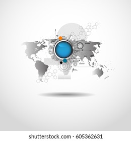 Global network connection. World map point line composition representing the global. Vector Illustration