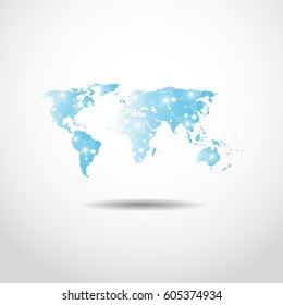 Global network connection. World map point line composition representing the global. Vector Illustration