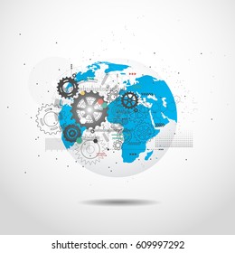 Global network connection. World map point and line composition concept of global business. Vector Illustration
