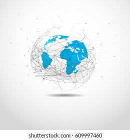 Global network connection. World map point and line composition concept of global business. Vector Illustration