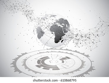 Global network connection. World map point line composition representing the global. Vector Illustration