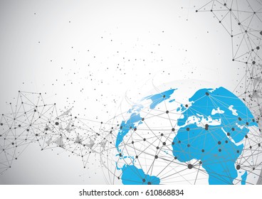 Global network connection. World map point line composition representing the global. Vector Illustration